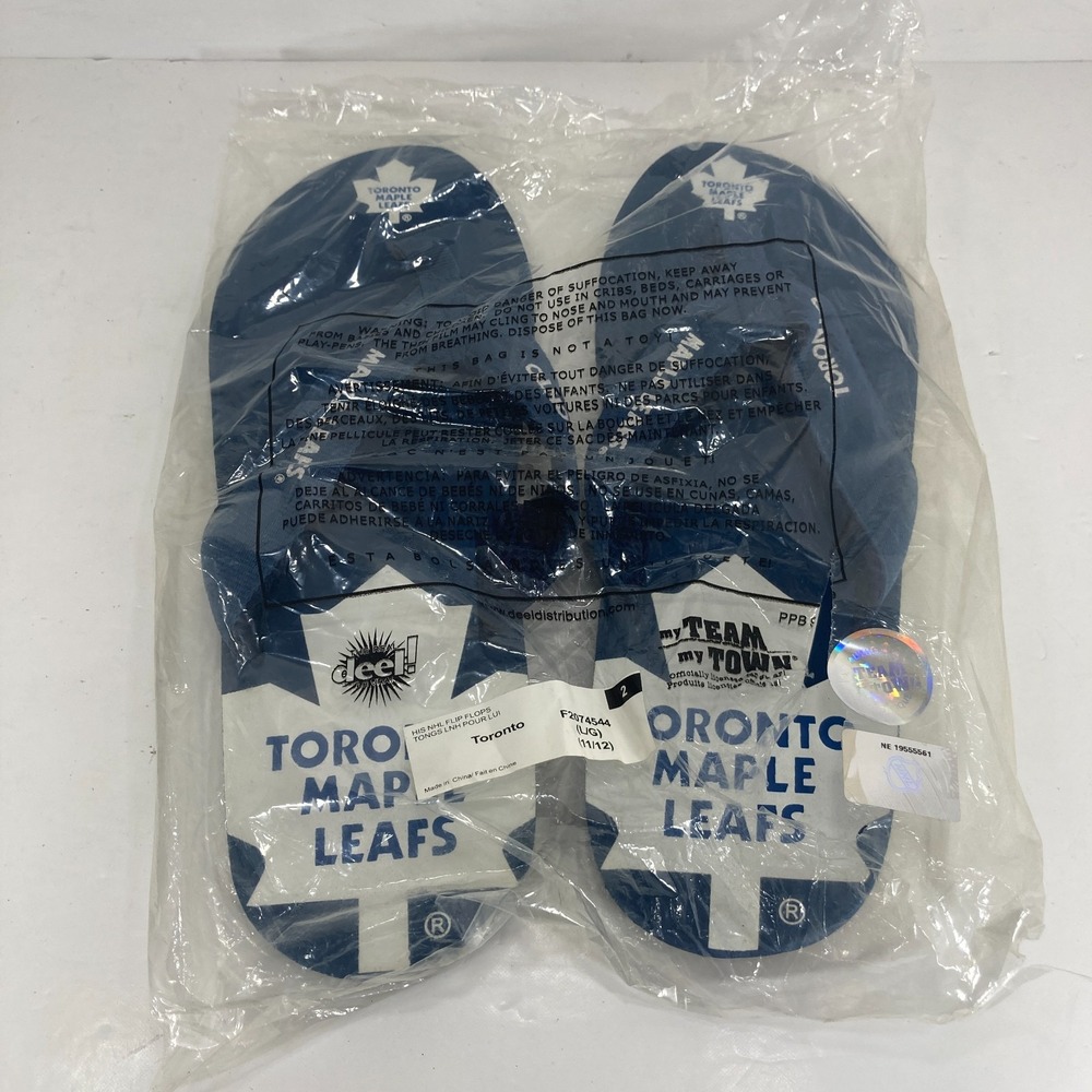 NEW Toronto Maple Leafs Flip Flops NHL Men's Size 11-12 L/G My Team My Town